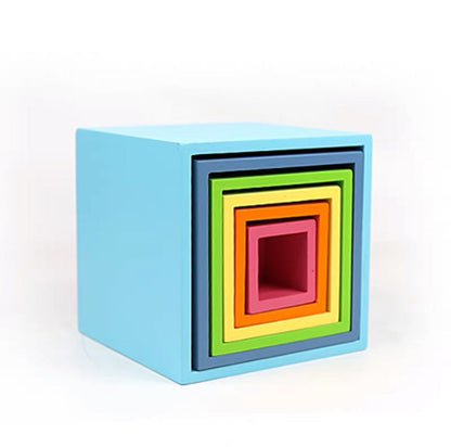 6-Piece Pastel/Macaron Wooden Nesting Box Set