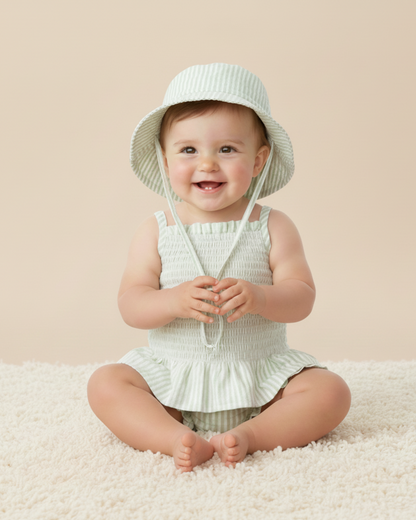 Organic Bucket Sun Hat - Basil Stripes