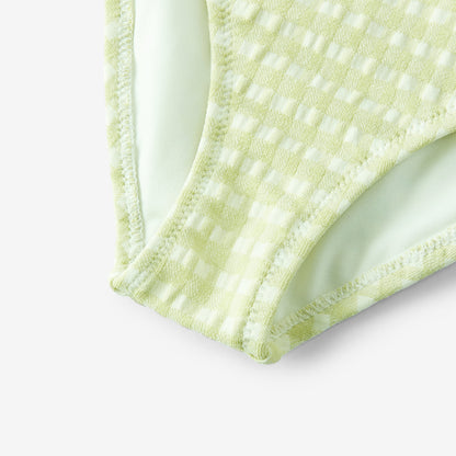 Green Gingham Ruffle Square Neck Swimsuit
