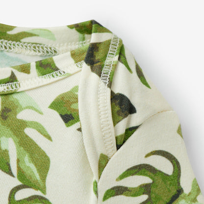 Island Leaf Cotton Stretch Long Sleeve One Piece