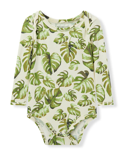 Island Leaf Cotton Stretch Long Sleeve One Piece