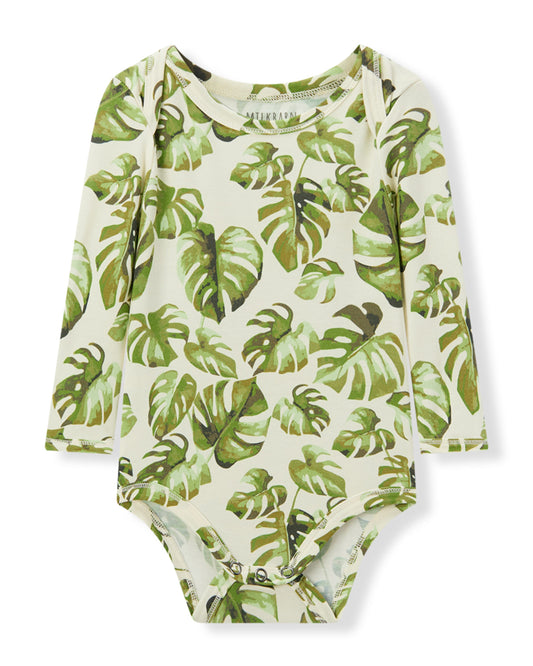 Island Leaf Cotton Stretch Long Sleeve One Piece