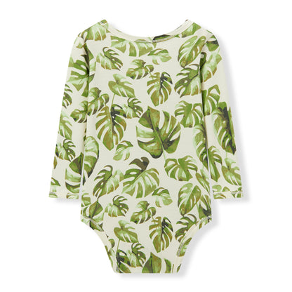 Island Leaf Cotton Stretch Long Sleeve One Piece