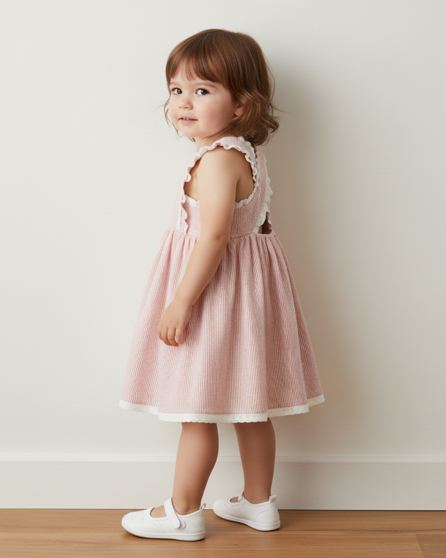 Organic Cross Back Dress - Coral Stripes