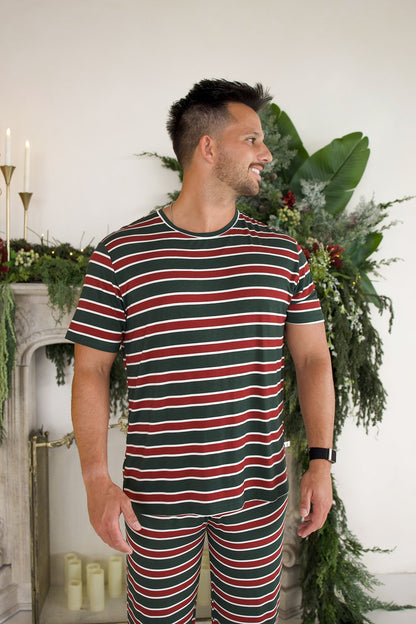 Men's Short Sleeve Pajamas | Holiday Stripe