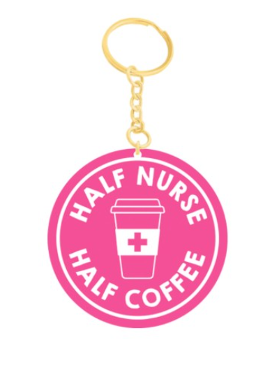 Half Nurse Half Coffee Keychain
