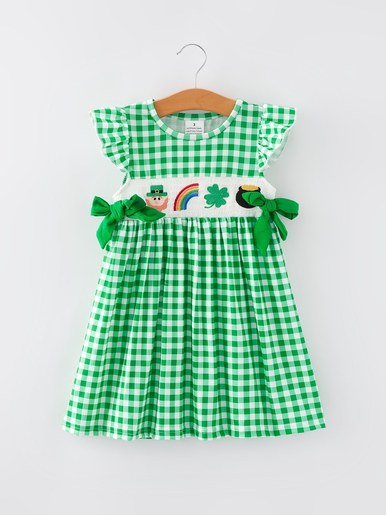 St. Patrick's Day Girls Shamrock Smocking Embroidery Dress