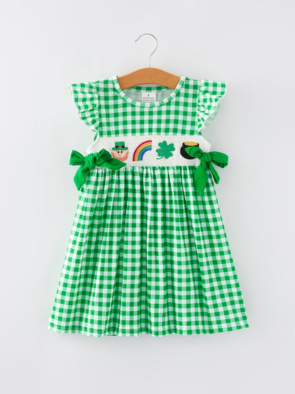 St. Patrick's Day Girls Shamrock Smocking Embroidery Dress