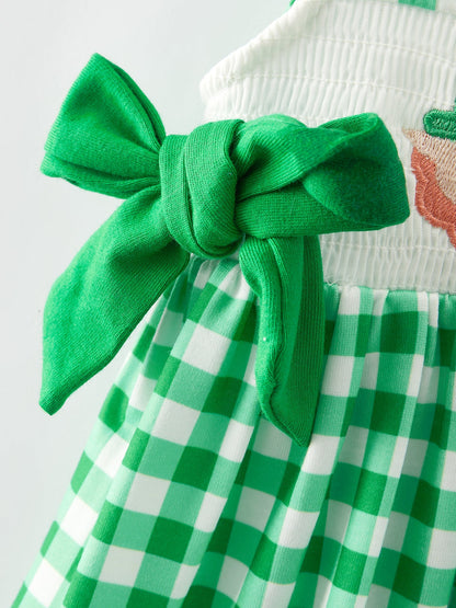 St. Patrick's Day Girls Shamrock Smocking Embroidery Dress