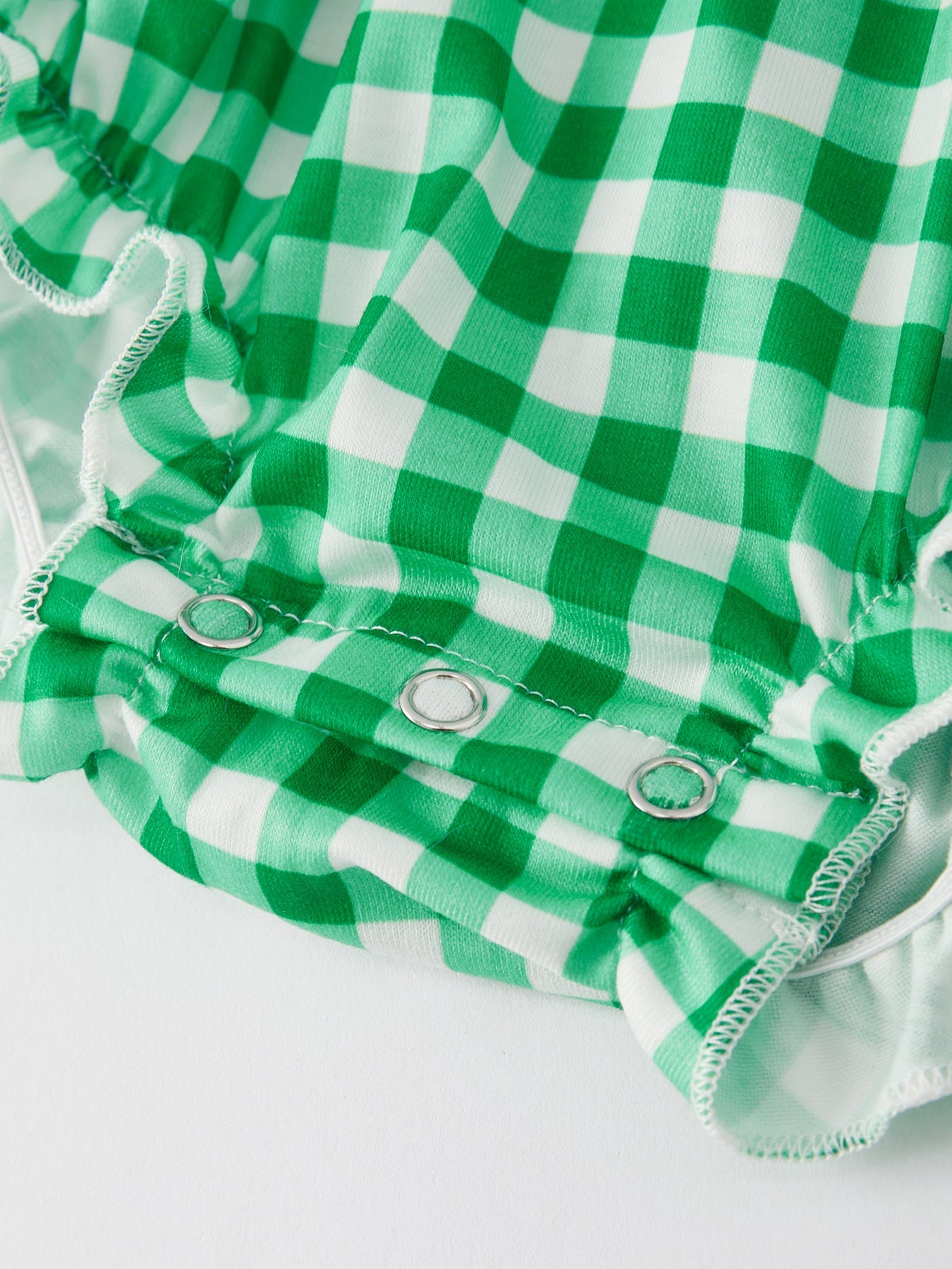 St. Patrick's Day Shamrock Smocking Embroidered Plaid Baby Girls Romper