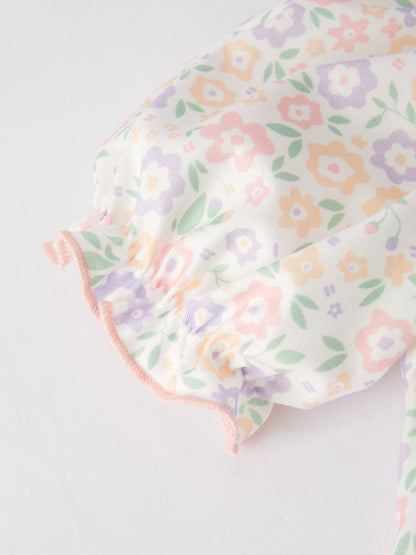 Spring Summer Cross Smocking Embroidery Colorful Dress