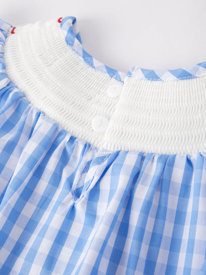 4th of july Flag Embroidery Smocking Girls Romper