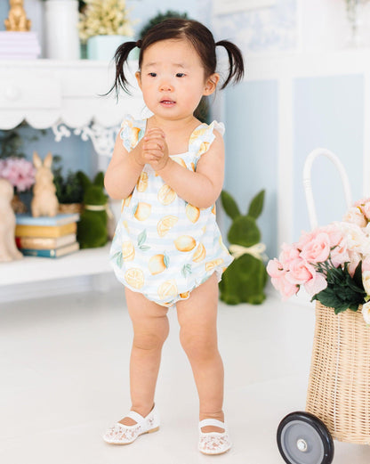 Lovely Lemons Ruffle Cross Back Romper