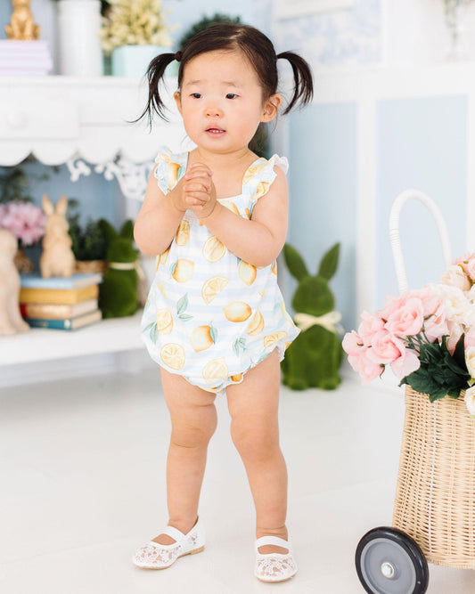 Lovely Lemons Ruffle Cross Back Romper