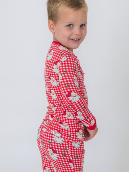 SoftSnooze™ Kids Bamboo Viscose Red Dear Santa Long Sleeve Pajama Set