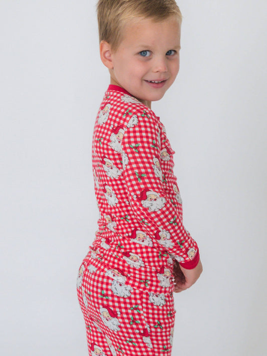 SoftSnooze™ Kids Bamboo Viscose Red Dear Santa Long Sleeve Pajama Set