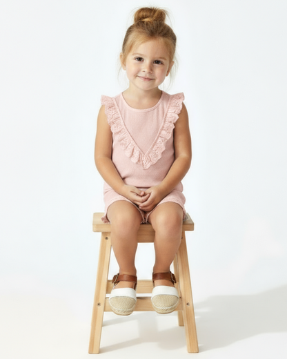 Organic Ruffle Top & Shorts Set - Blush