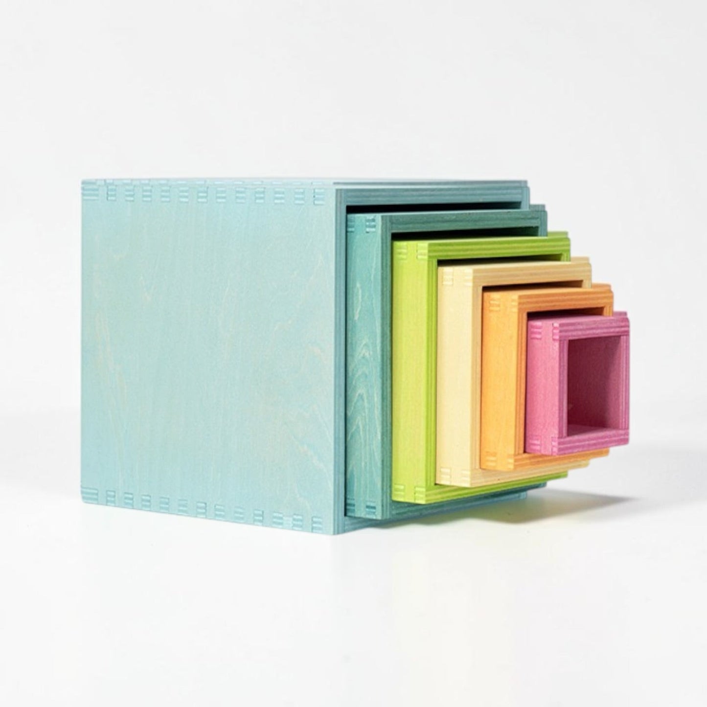 6-Piece Pastel/Macaron Wooden Nesting Box Set