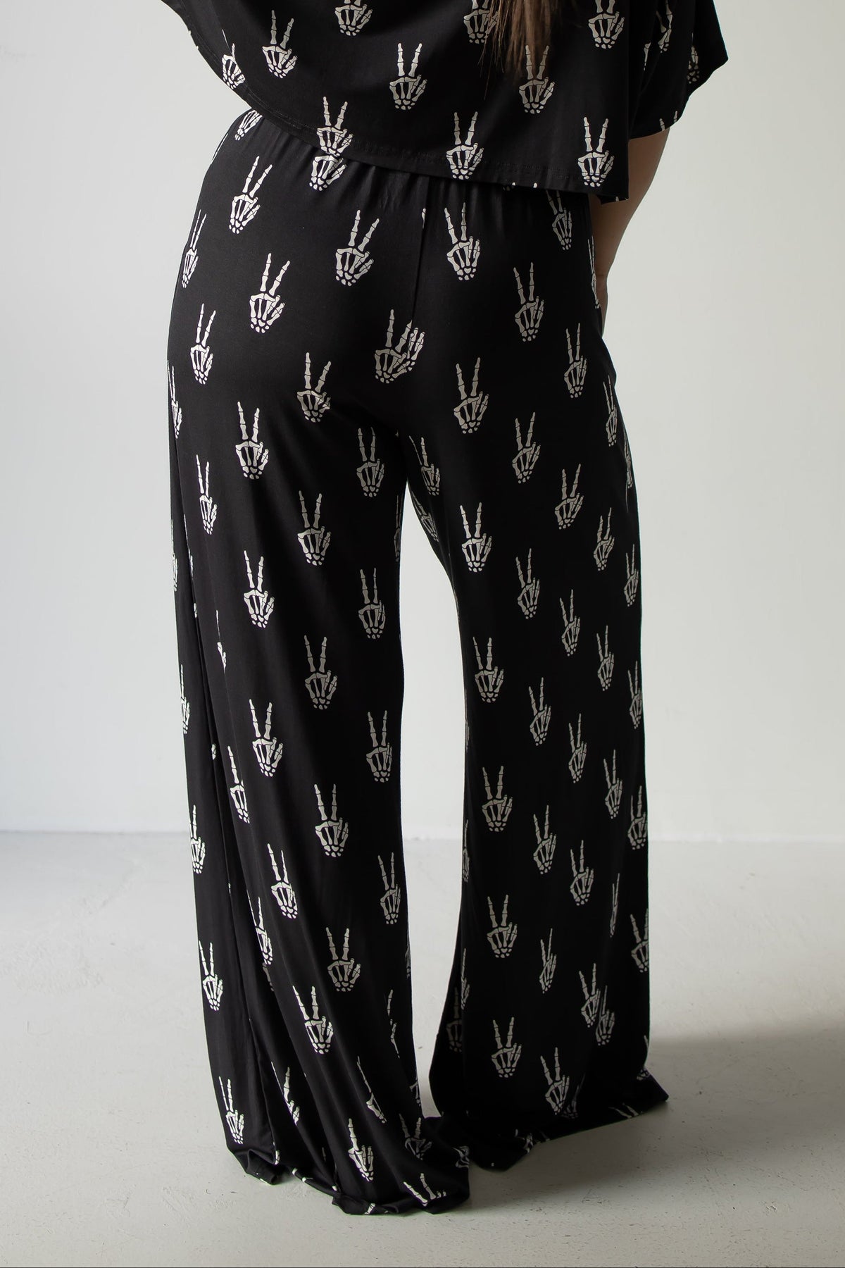 PRE- ORDER ships October 9th | Women's Bamboo Crop Tee Lounge Set | Midnight Skelly