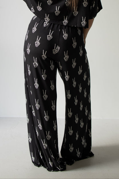 PRE- ORDER ships October 9th | Women's Bamboo Crop Tee Lounge Set | Midnight Skelly