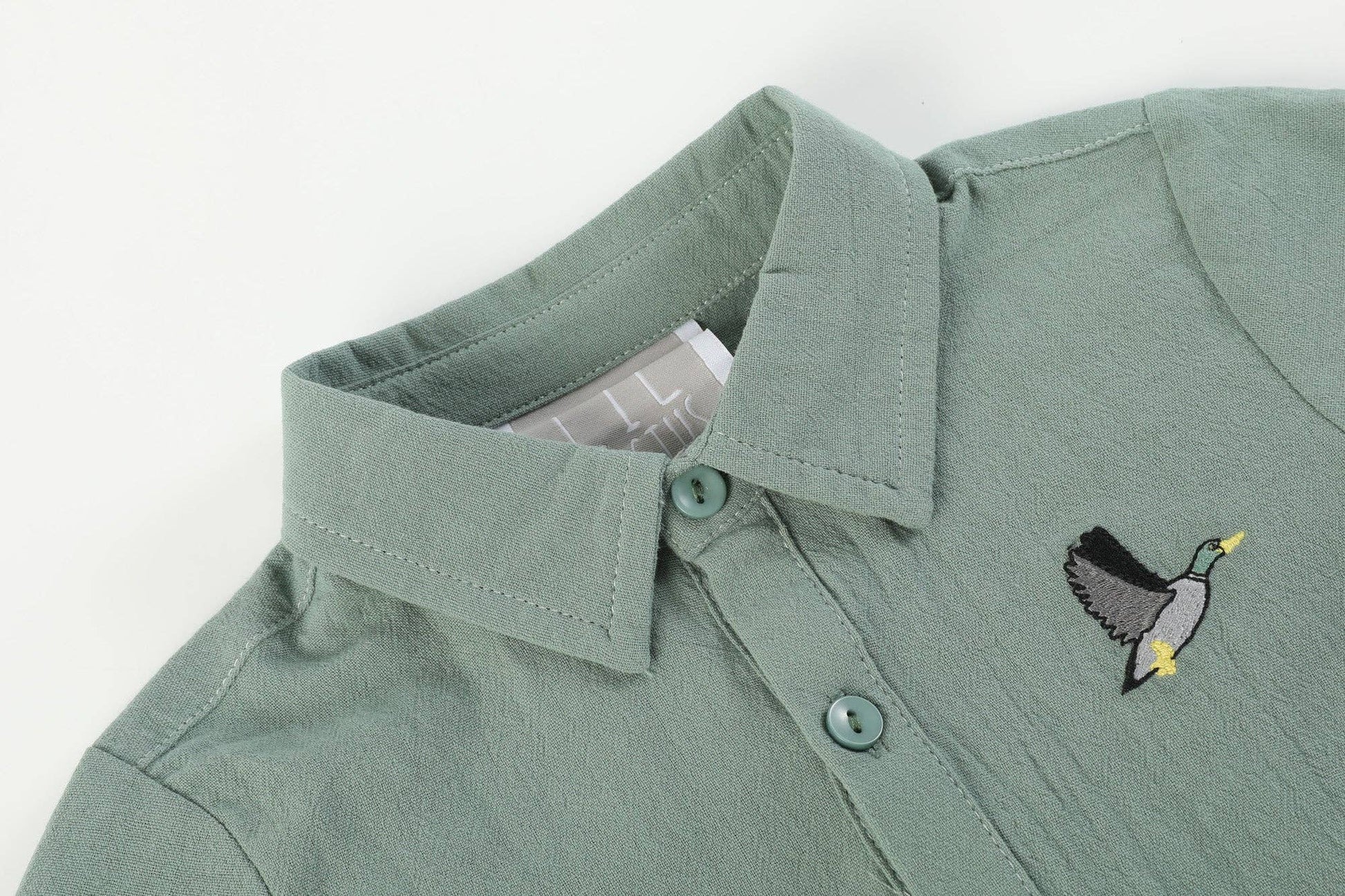 PREORDER | Sage Green Mallard Boys Dress Shirt Little Baby PREORDER | Sage Green Mallard Boys Dress Shirt Little Baby