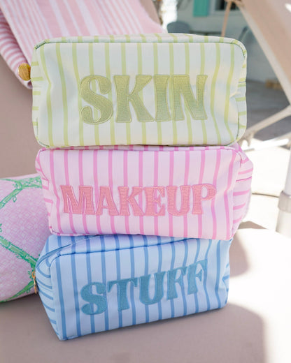Striped Travel- Ready Cosmetic Bags