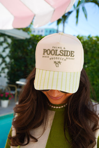 Palms & Poolside - Green Stripe Trucker Hat