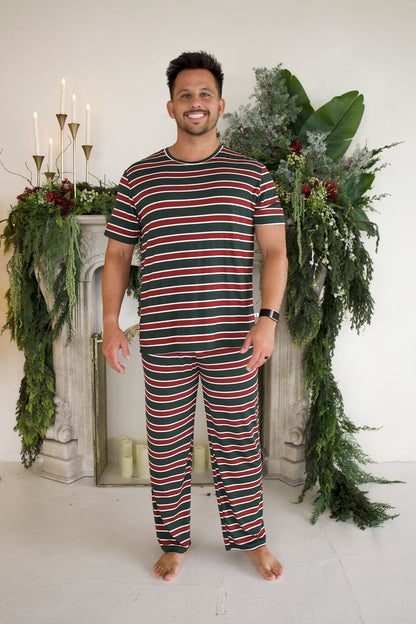 Men's Short Sleeve Pajamas | Holiday Stripe