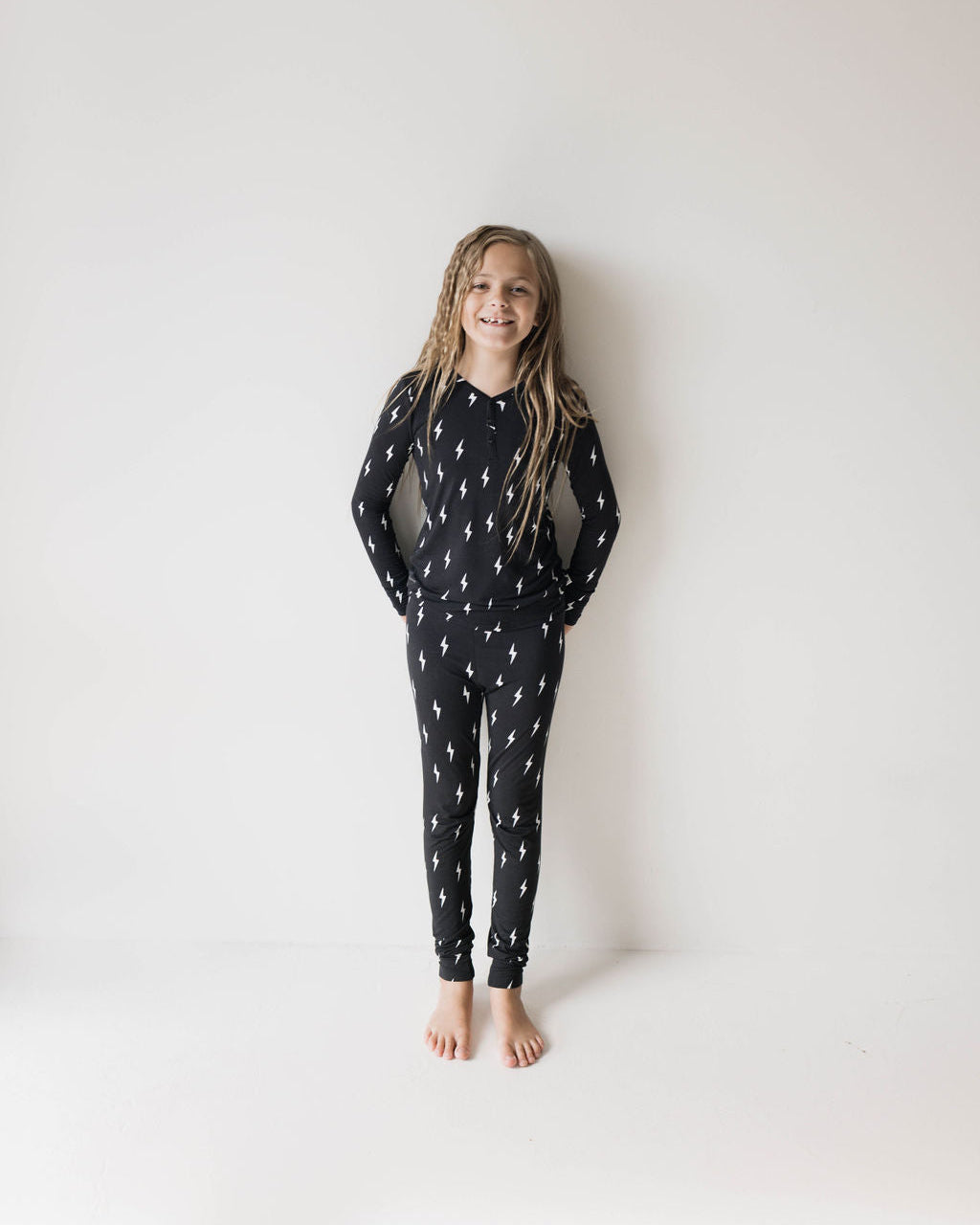 Bamboo Two Piece Pajamas | Midnight Lightning Bolt