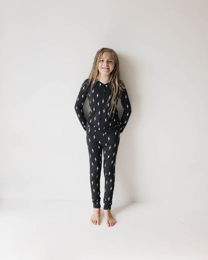 Bamboo Two Piece Pajamas | Midnight Lightning Bolt