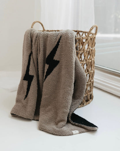 Plush Blanket | Brown Lightning Bolt