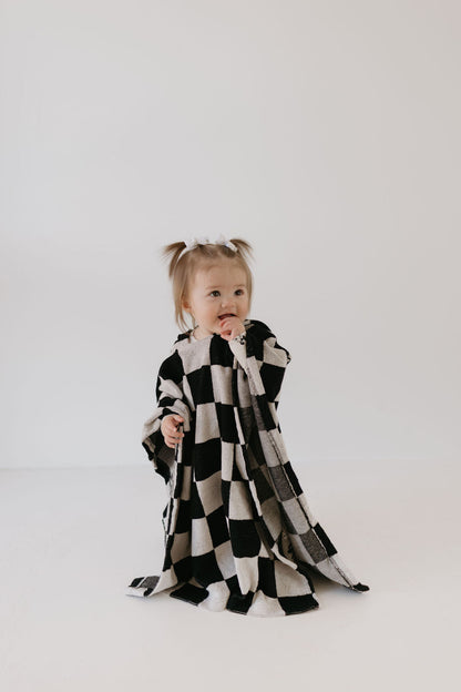 Hooded Towel | Black Checkerboard