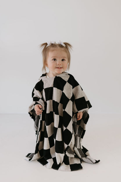 Hooded Towel | Black Checkerboard
