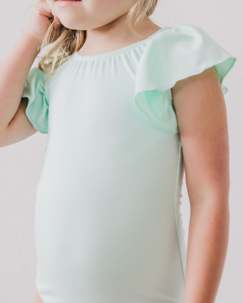 Pastel Green S/S Flutter Sleeve Leotard