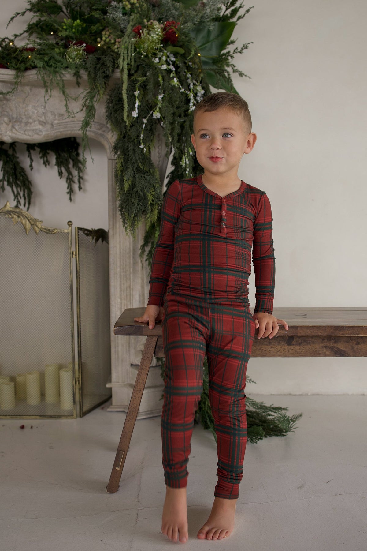 Bamboo Two Piece Pajamas | Christmas Plaid