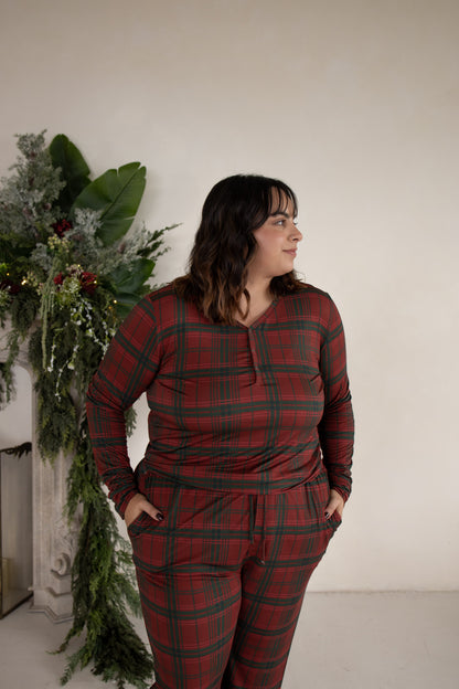 Women's Long Sleeve Bamboo Pajama | Christmas Plaid