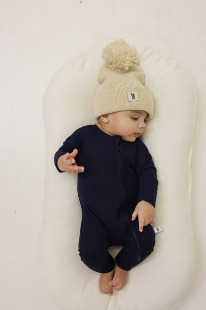 Bamboo Zip Pajamas | Blueberry Ribbed