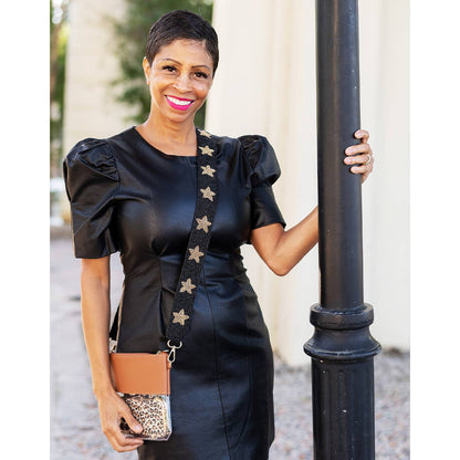 Black & Gold Star Beaded Crossbody Strap