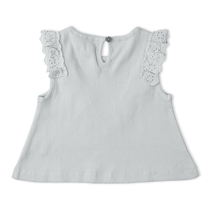 Organic Ruffle Top & Shorts Set - Fog