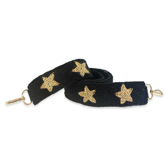 Black & Gold Star Beaded Crossbody Strap