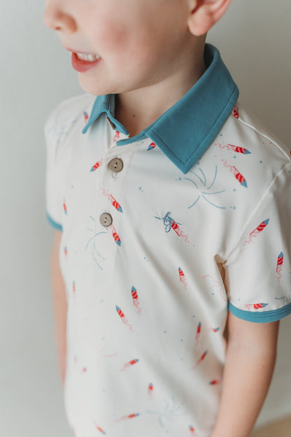 *PREORDER* Athletic Polo - Red, White, Boom