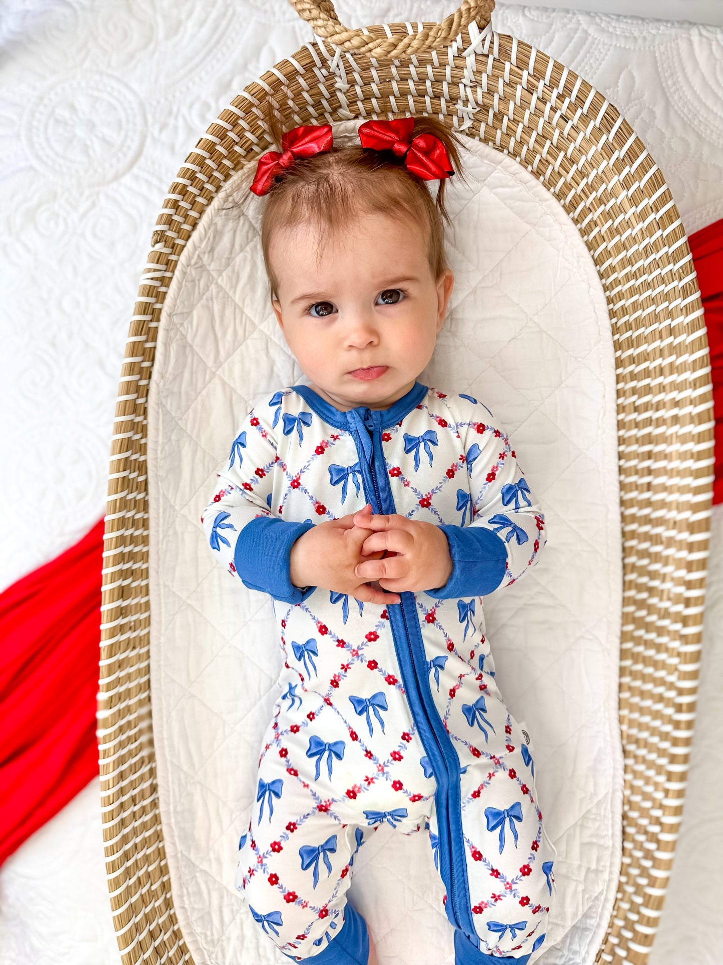 Red White & Bows Bamboo Zippy Pajamas
