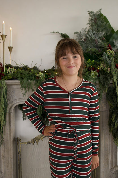 Youth Flare Bamboo Pajamas | Holiday Stripe