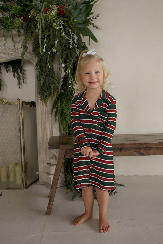 Bamboo Sleeping Dress | Holiday Stripe
