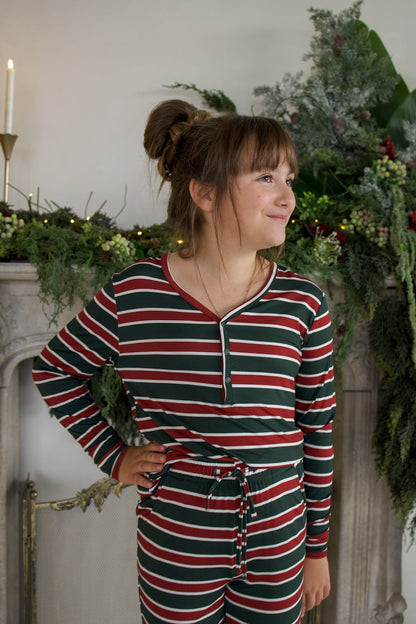 Youth Flare Bamboo Pajamas | Holiday Stripe