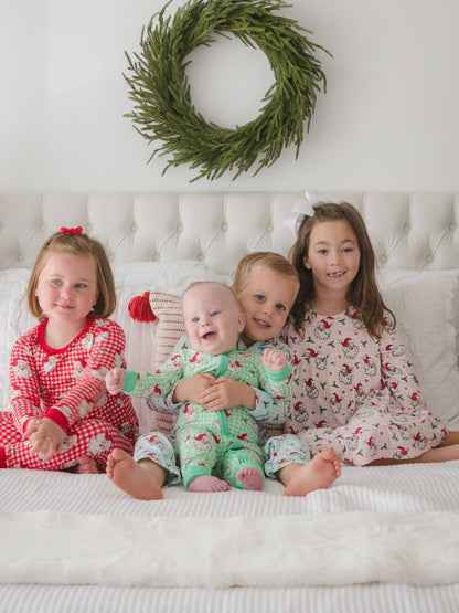 SoftSnooze™ Kids Bamboo Viscose Red Dear Santa Long Sleeve Pajama Set