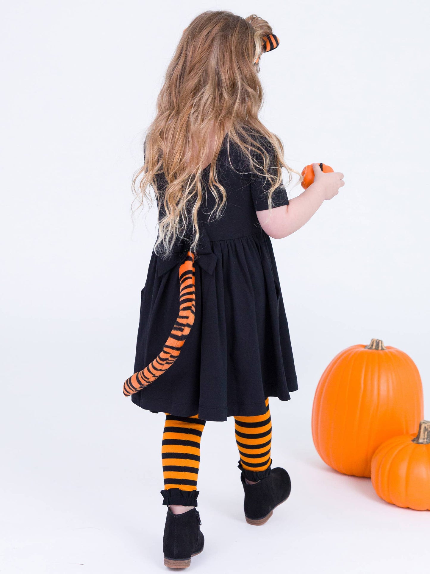 Girls Halloween Patterned Footless Ruffle Tights