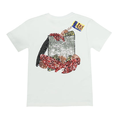 Crawfish Season Sequin White Shirt