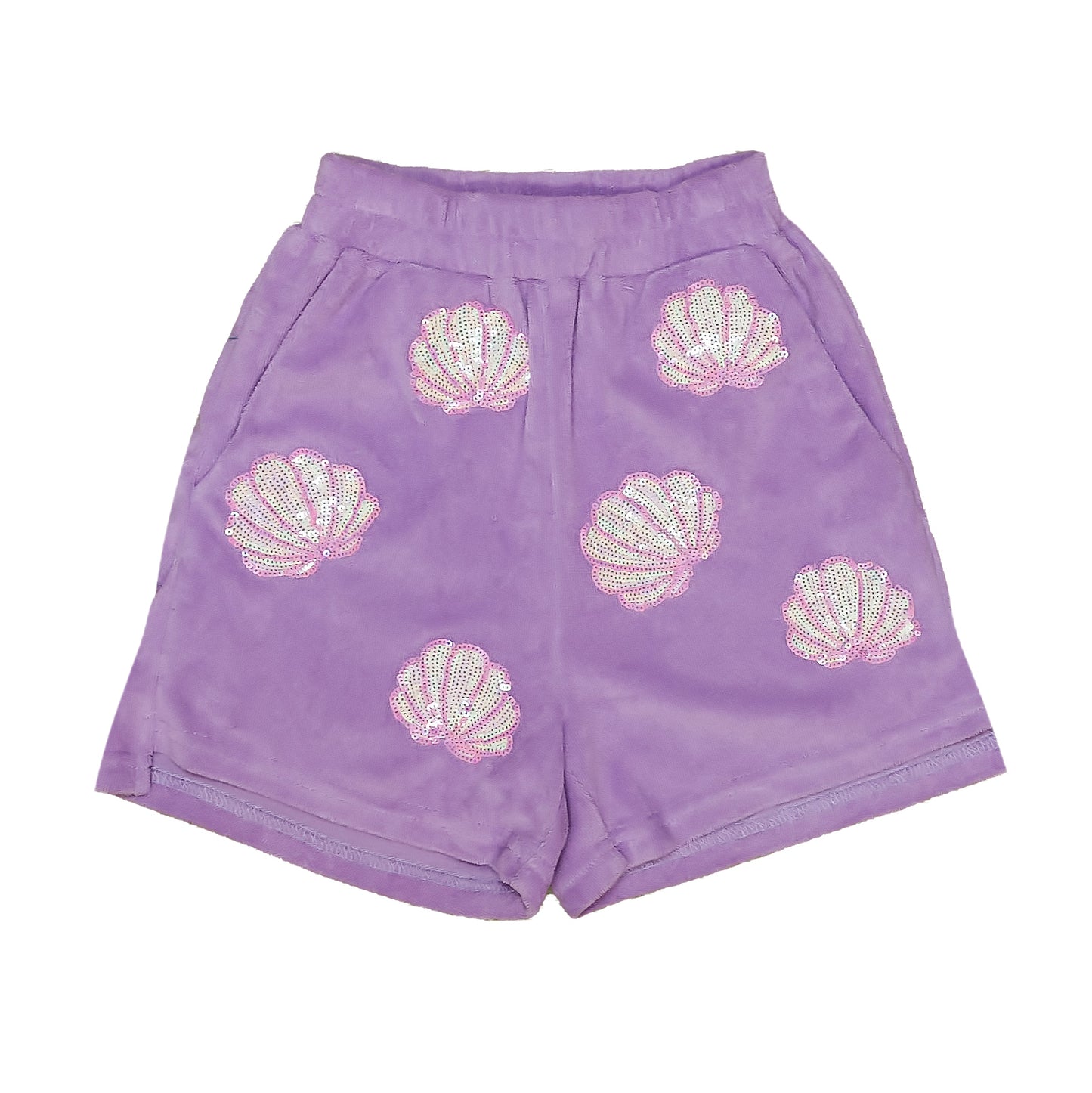 Lavender Terry Cloth Seashell Shorts