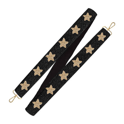 Black & Gold Star Beaded Crossbody Strap